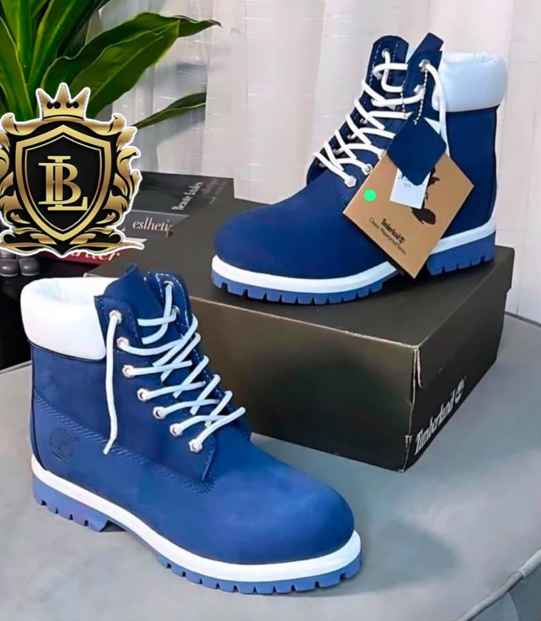 Blue Lace-Up Boots